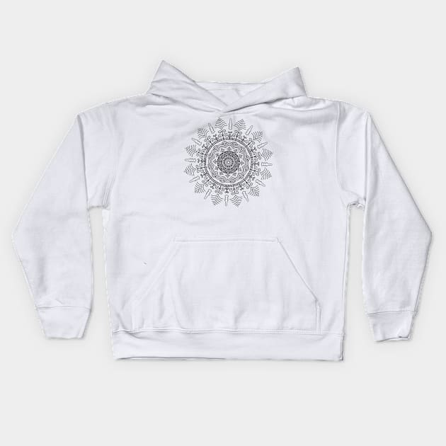 Black Mandala on White Background Kids Hoodie by karenmcfarland13